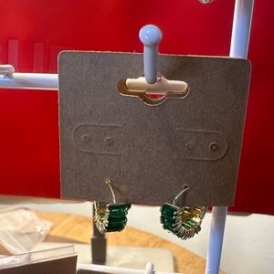 Green and Gold Hoop Earrings